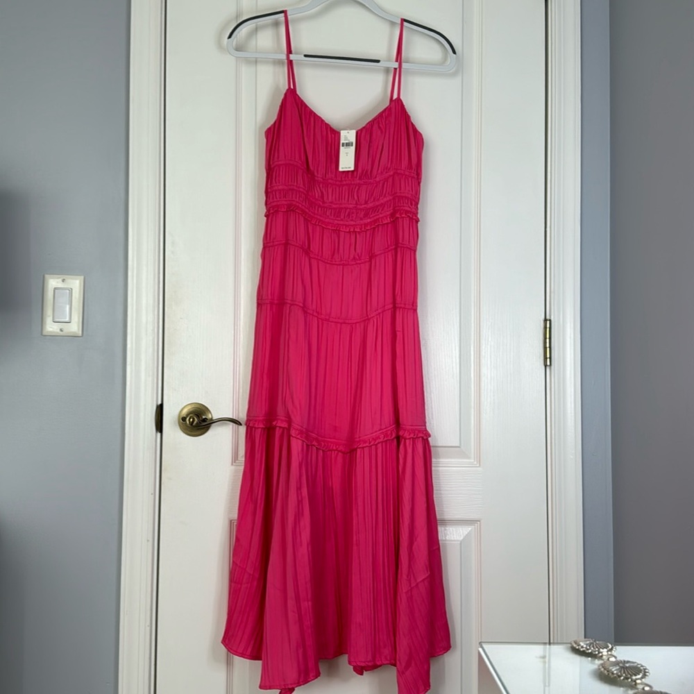 NWT Anthropologie Raspberry Ruched Slip Dress
